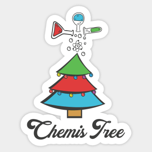 Funny Christmas Gift Chemis Tree Chemistry Wordplay Xmas Sticker